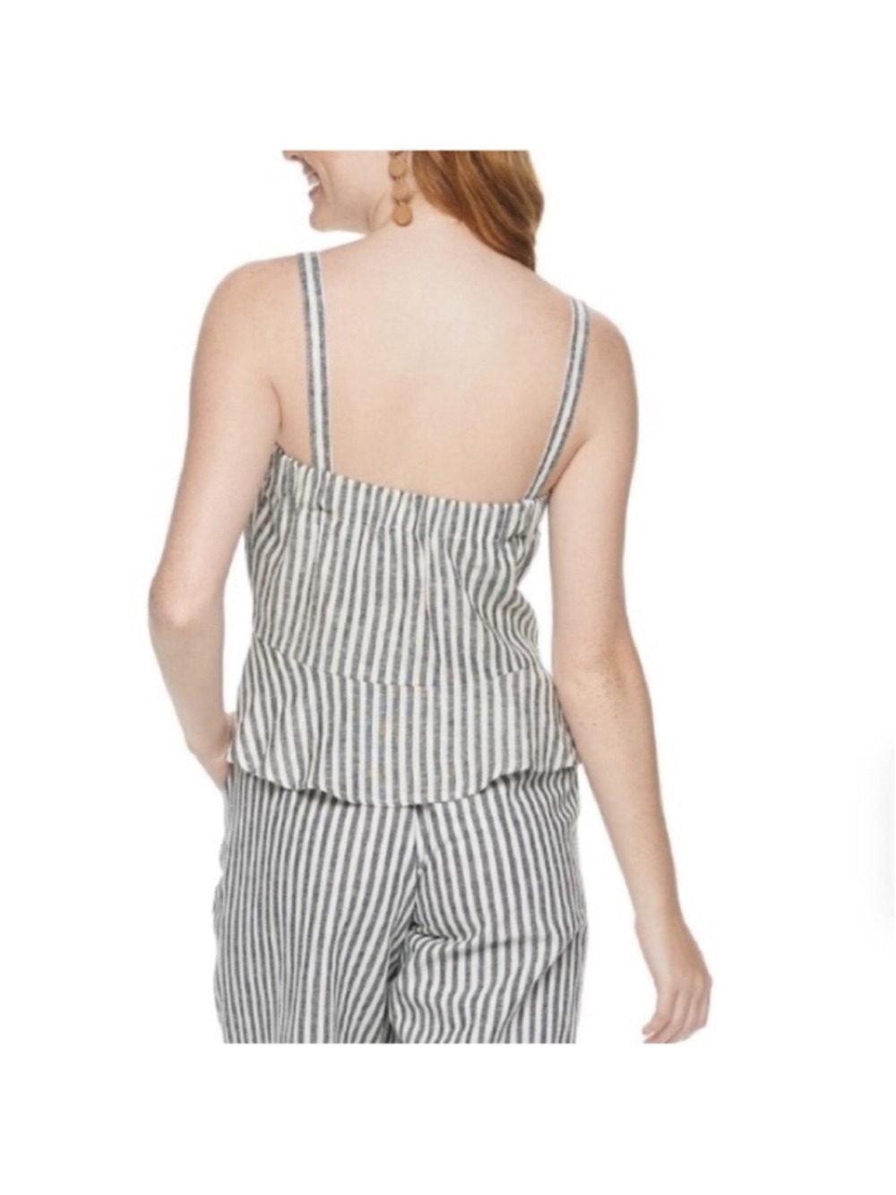 POPSUGAR Striped Linen Blend Crop Tank Top White Black XXL NWT - Picture 13 of 15